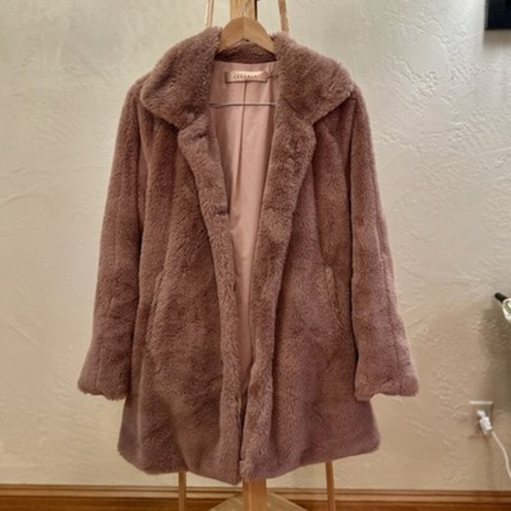 Esqualo Women’s Mauve Faux Fur Teddy Jacket Size 12 US